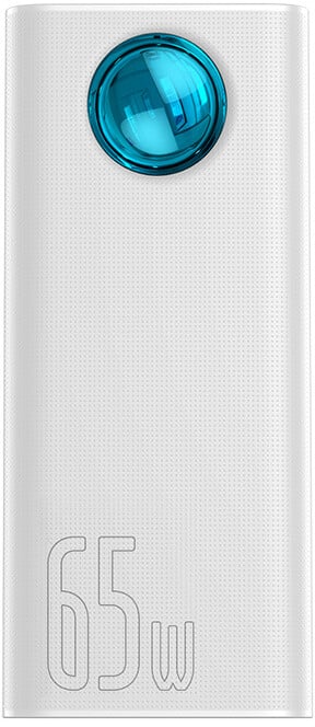 Powerbank me ekran dixhital Baseus Ambilight Overseas Edition, 30000mAh, QC, i zi + kabllo USB-C 100W, 1m, i bardhë