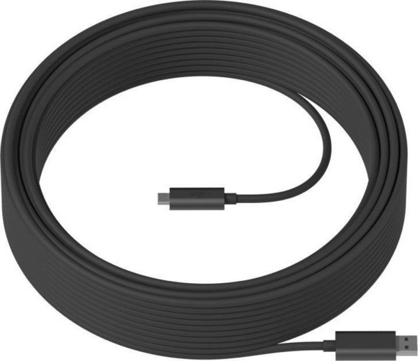 Kabllo Logitech, USB-A - USB-C, 10m, AOC 10 Gb/s, e zezë