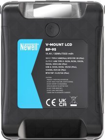 Bateri V-Mount Newell BP-95 LCD, 95Wh, me porta USB-C dhe D-Tap, e zezë