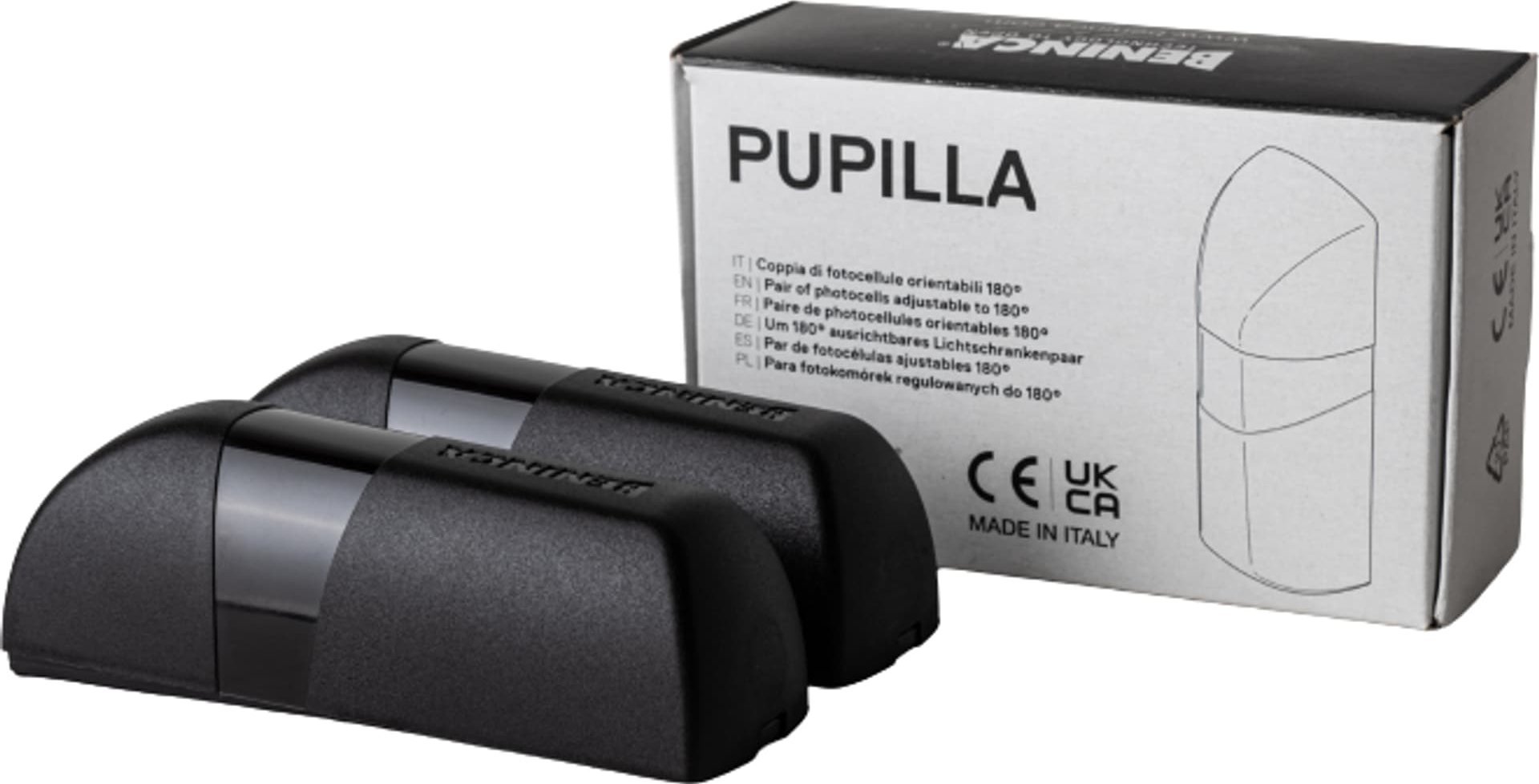 Set fotocelulash Pupilla Beninca, montim sipërfaqësor, për porta automatike, i zi