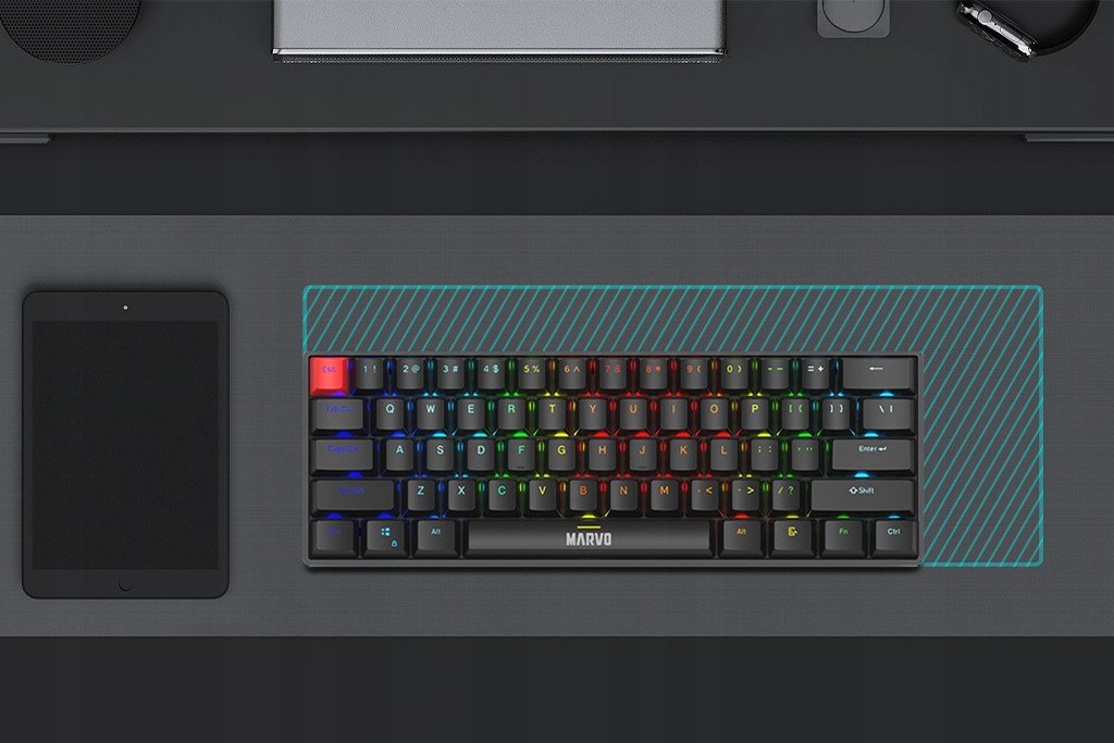 Tastierë gaming Marvo Scorpion KG933G Saber 61, mekanike, RGB, 60%, layout UK, e bardhë