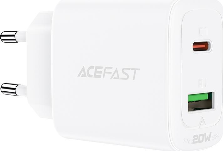 Karikues muri Acefast A25, 20W, 2 porta USB A dhe USB C, i bardhë