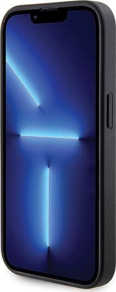 Futrollë për telefon Guess GUHCP13LPS4DGPK, për iPhone 13 Pro 6.1", hardcase me logo metalike, e zezë