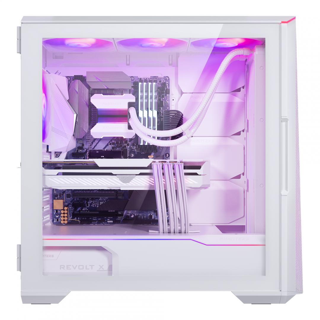 Kase PC Phanteks Eclipse G500A DRGB, xham i temperuar, 3 ventilatorë 140mm ARGB, e bardhë