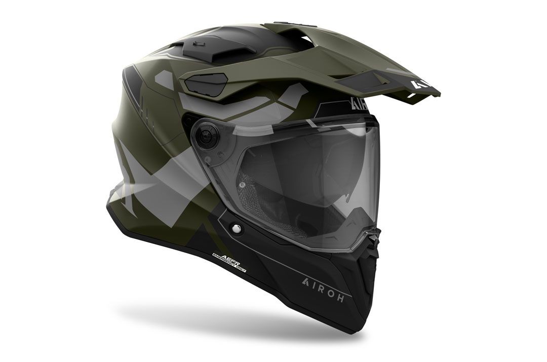 Helmetë integrale Airoh Commander 2 Reveal, ventilim i avancuar, jeshile ushtarake mat