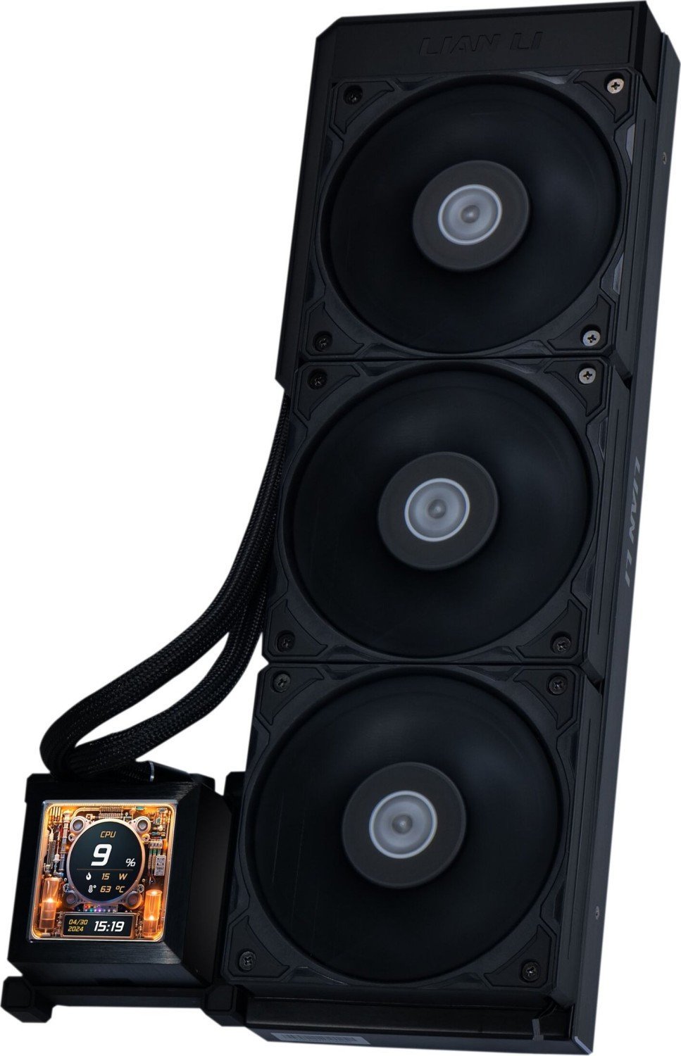 Ftohës uji CPU Lian Li Hydroshift LCD 360S, radiator 360mm, ekran LCD, i zi