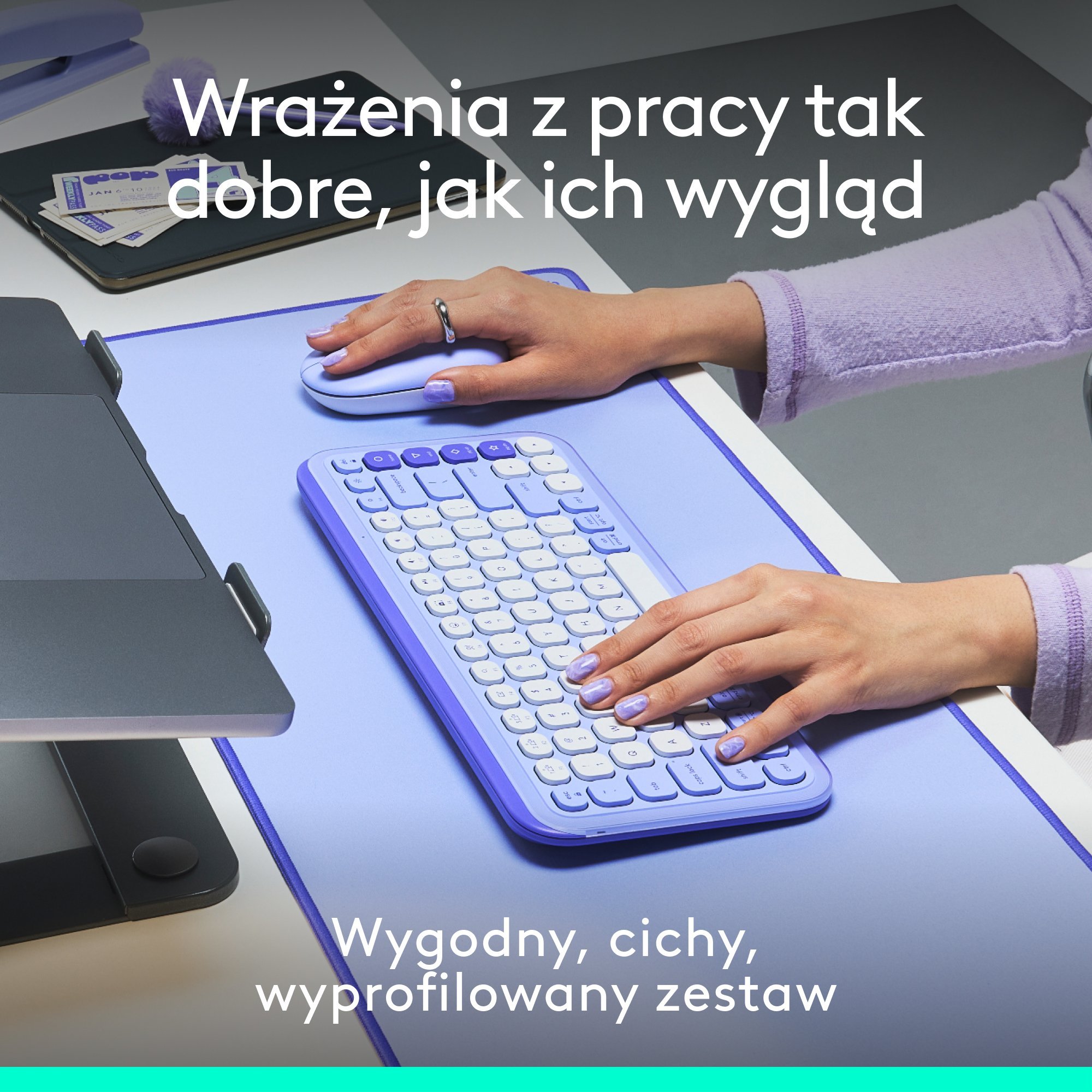 Set tastierë dhe maus Logitech POP Icon, Bluetooth, shumëplatformësh, lejla dhe e bardhë