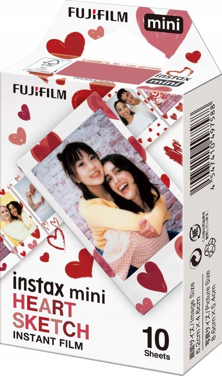 Film fotografik Fujifilm Instax Mini Heart Sketch, 10 fletë, shumëngjyrësh