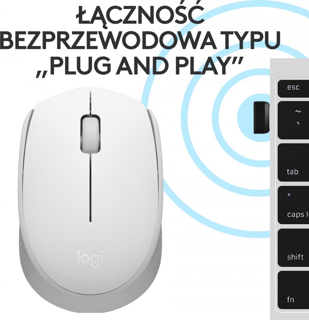 Maus Logitech M171, wireless, USB, i bardhë
