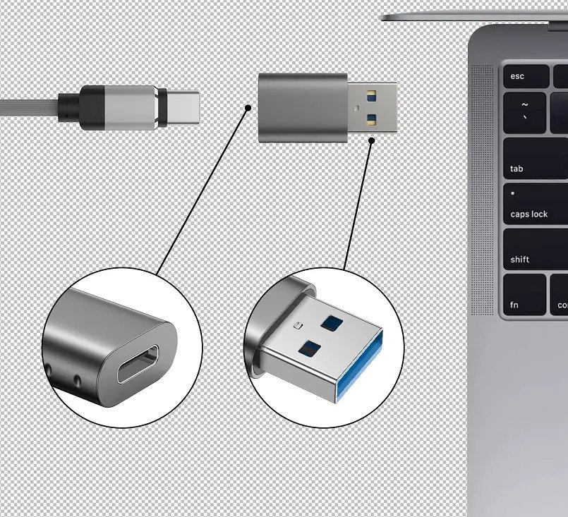 Адаптер USB Swissten, USB 3.0 во USB-C, пренос на податоци и полнење, црн