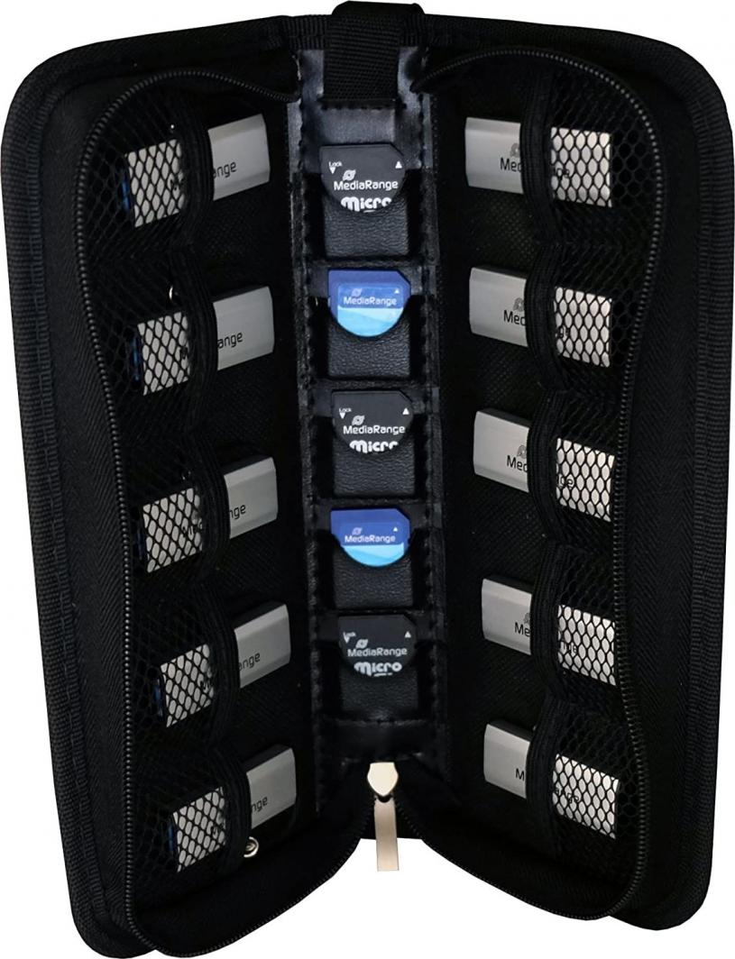 Etui MediaRange BOX99 për 5 kartela SD dhe 10 USB, i zi
