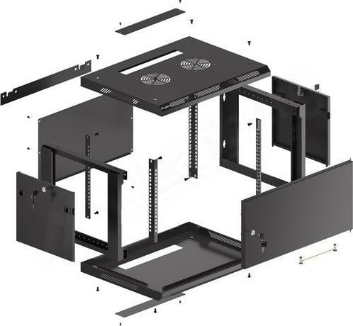 Kabinet muri Lanberg WF01-6406-00B, 19" 6U, kapacitet 60 kg, i zi