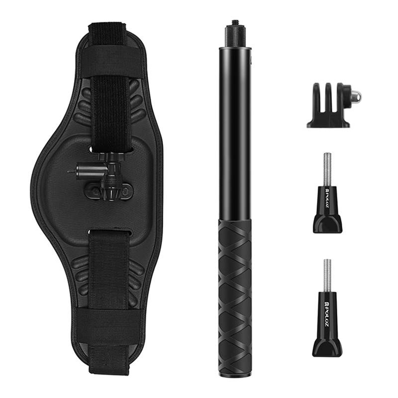 Rryp beli për kamerë Puluz Waist Belt With Boom Arm, teleskopik 28 111 cm, montim 1/4", i zi