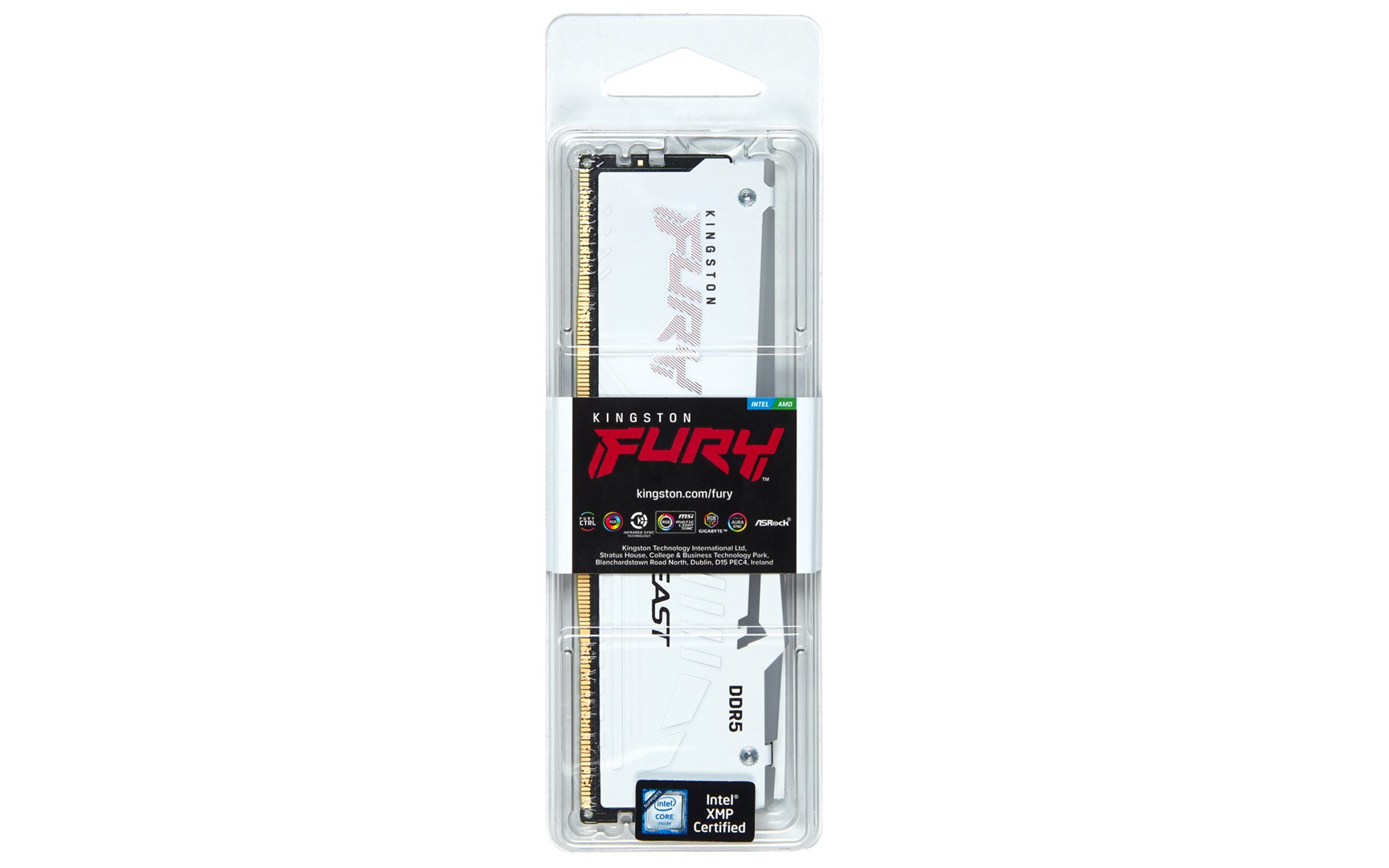 Memorie Kingston Technology FURY Beast, 16 GB, 6800 MT/s, DDR5, CL34, RGB, e bardhë
