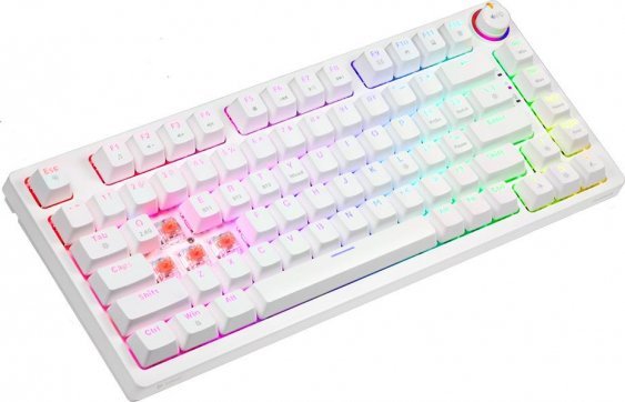Tastierë SAVIO PHENIX Wireless Mechanical, 82 taste, RGB, e bardhë