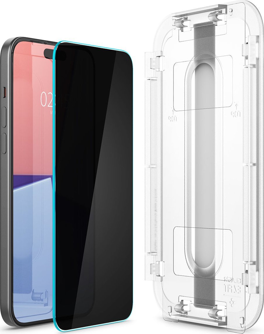 Xham mbrojtës Spigen Glas TR EZ Fit Privacy për iPhone 15, 2 cope, transparent