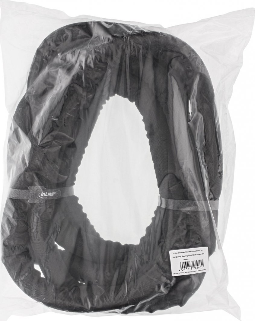 Mbështjellës kabllosh InLine Self Closing Sleeving, 25mm diametër, 2m, i zi