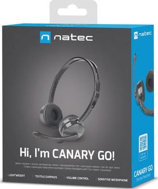 Kufje Natec Canary Go NSL-1665, me mikrofon, 3.5mm, të zeza