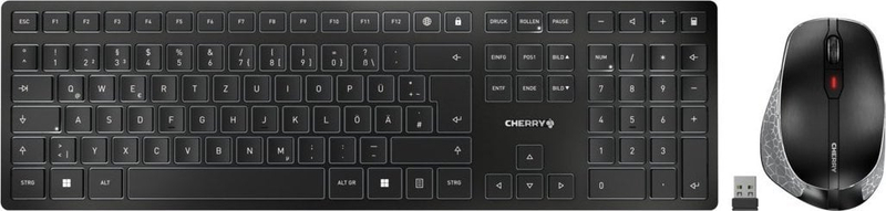 Set tastierë dhe maus Cherry DW 9500 Slim, wireless RF dhe Bluetooth, i zi gri