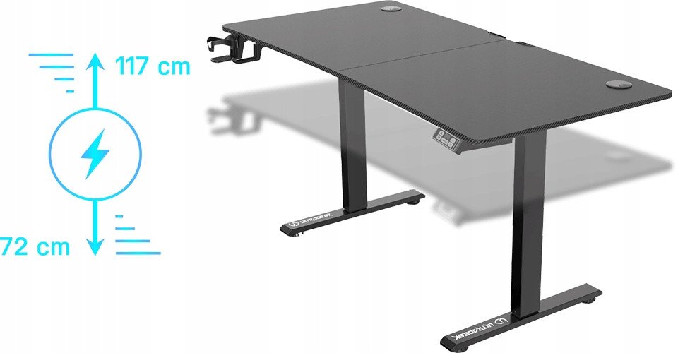 Tavolinë lojërash ULTRADESK Level V2, elektrike, 140x68 cm, e zezë
