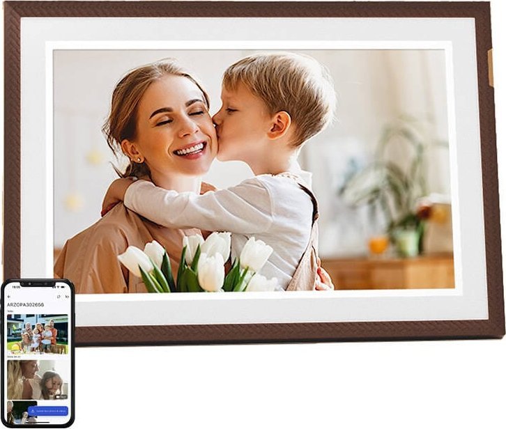 Kornizë dixhitale Arzopa D10, 10.1", ekran me prekje, kafe e errët