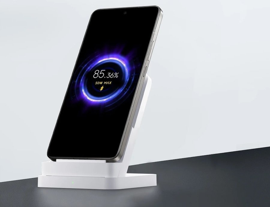 Karikues wireless Xiaomi Mi 50W Charging Stand Pro, me stand, i bardhë
