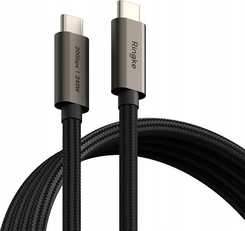Kabllo USB C Ringke, Type C në Type C, USB 3.2 Gen 2x2, 1m, e zezë