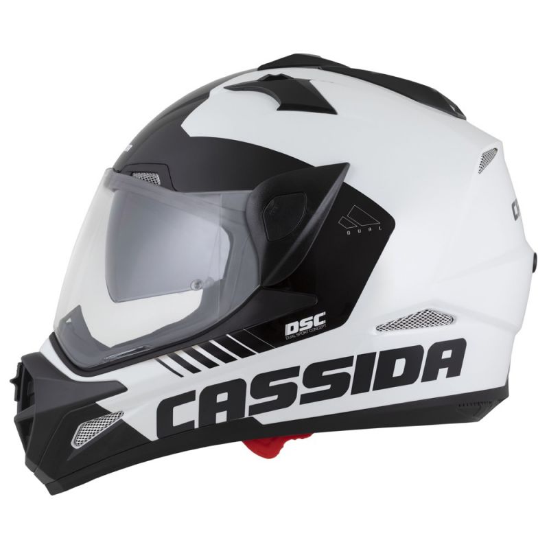 Helmetë moto CASSIDA Tour 2.0 X-tra, madhësia M, e bardhë e kuqe e zezë mat
