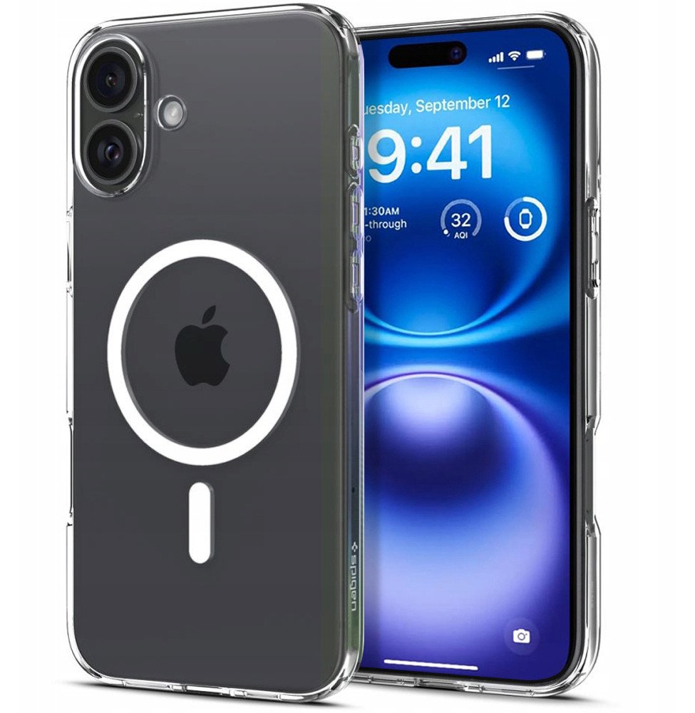 Капак за телефон Spigen Liquid Crystal MagSafe за iPhone 17, проѕирен, бел