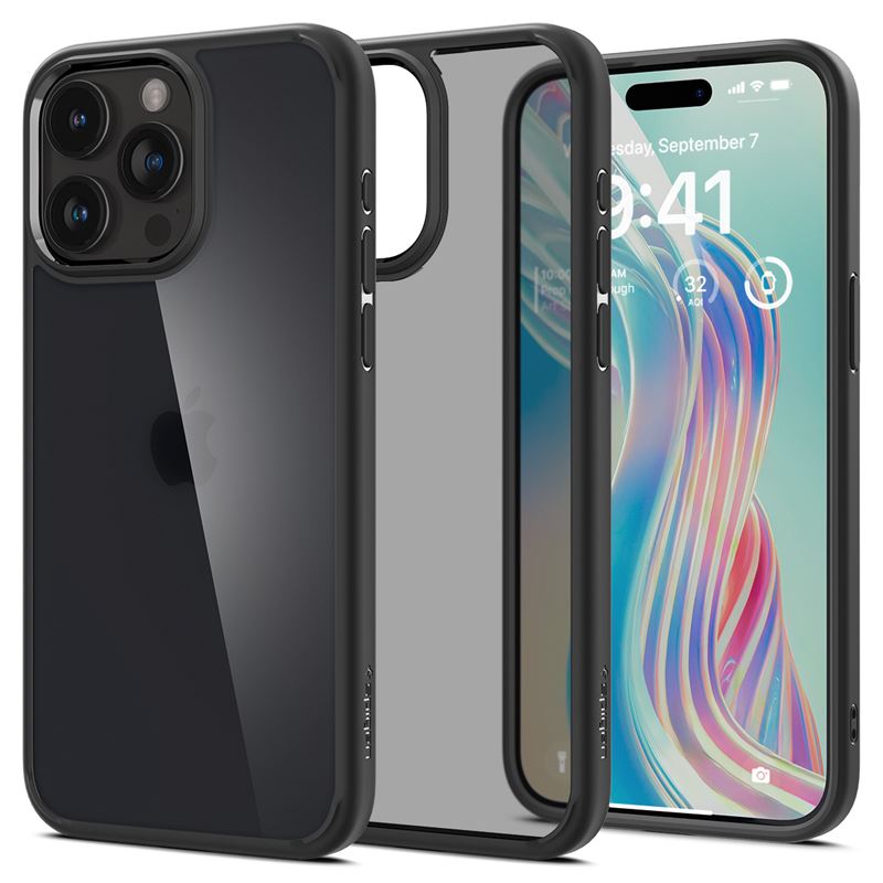 Mbrojtëse për celular iPhone 15 Pro Max Spigen Ultra Hybrid, e zezë