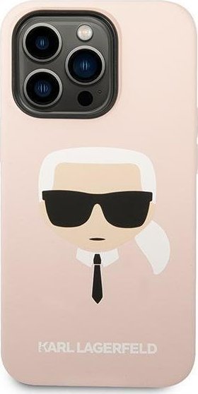 Mbulesë telefoni Karl Lagerfeld për iPhone 14 Pro 6.1", silikon, MagSafe, rozë e çelët
