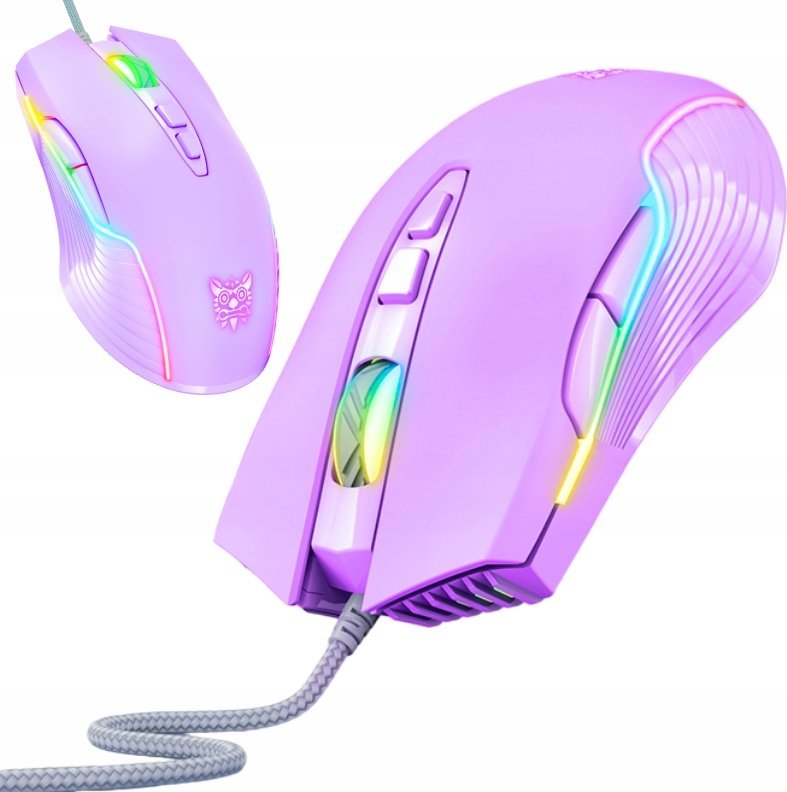 Mouse gaming ONIKUMA CW905, me kabllo, 7 butona, vjollcë me dritë RGB
