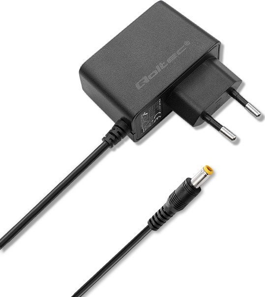 Адаптер за струја Qoltec Plug-in, 12W 12V 1A, приклучок 5.5 x 2.5mm, црн