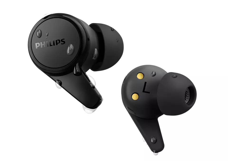 Dëgjuese Buds Philips TAT1207BK/00, wireless IPX4 Splash Mic, të zeza
