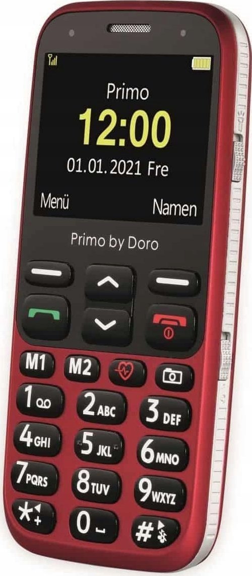 Telefoni për të moshuar Doro Primo 368, ekran 2.3", 3MP, i zi me të kuqe