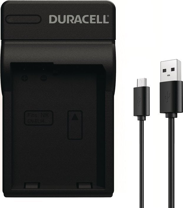 Karikues baterie për aparat fotografik Duracell DRN5920, USB, për Nikon EN-EL14, i zi