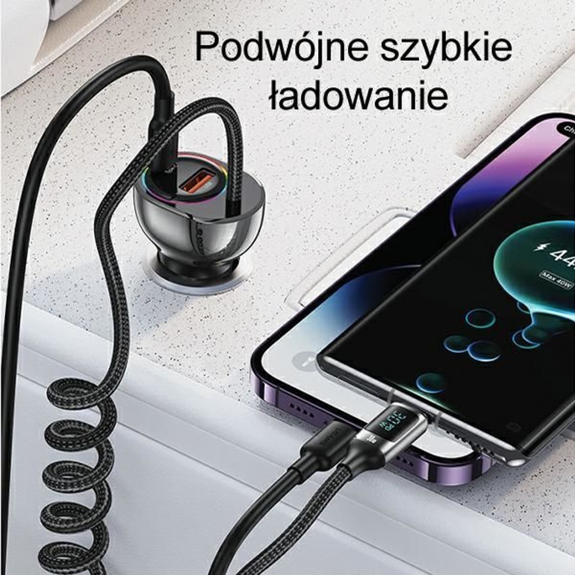 Karikues veture Usams C37, 60W PD QC, 1xUSB 1xUSB C, i zi