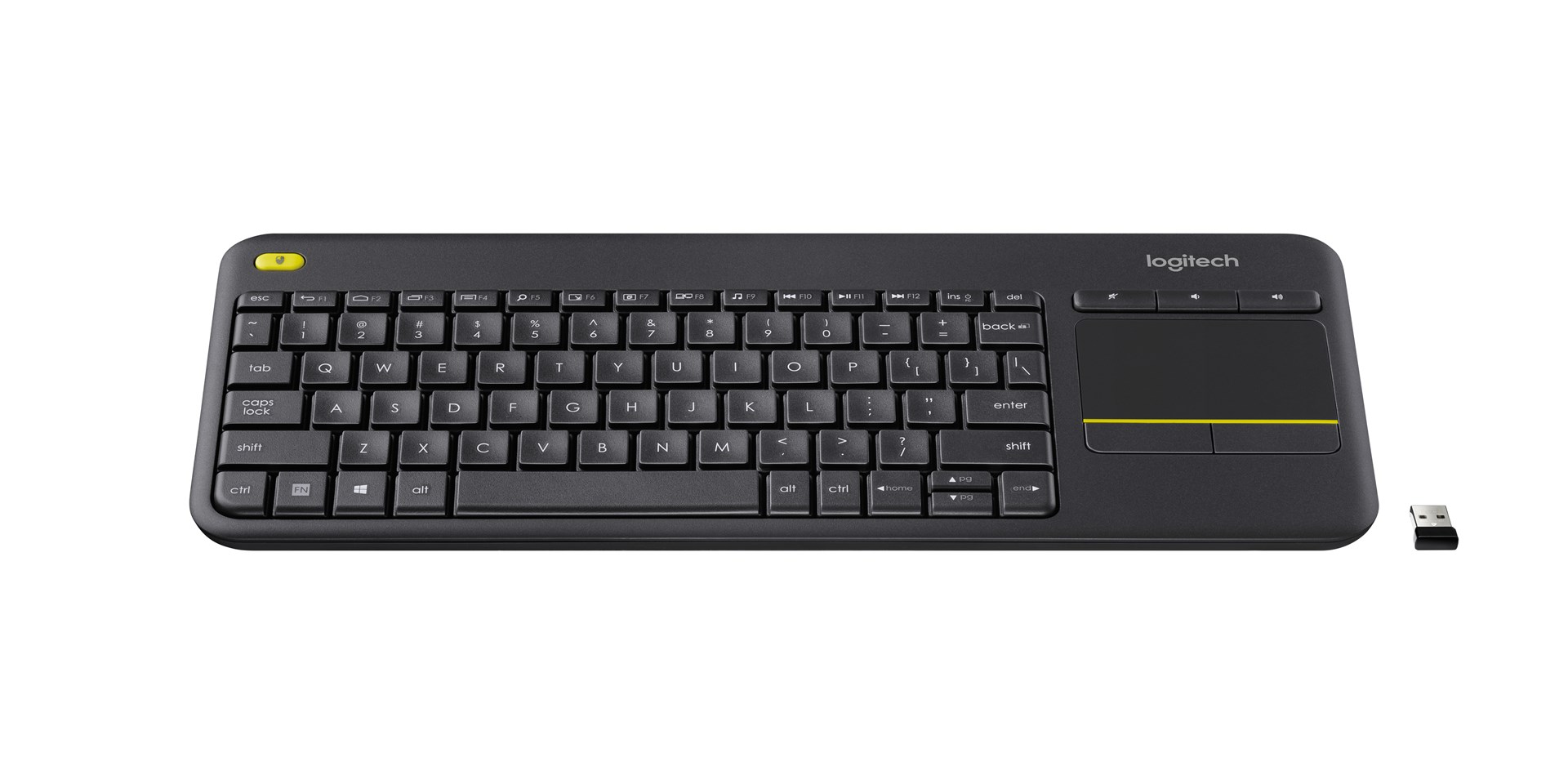 Tastierë me touchpad Logitech K400+, QWERTY, USB Wireless, e zezë
