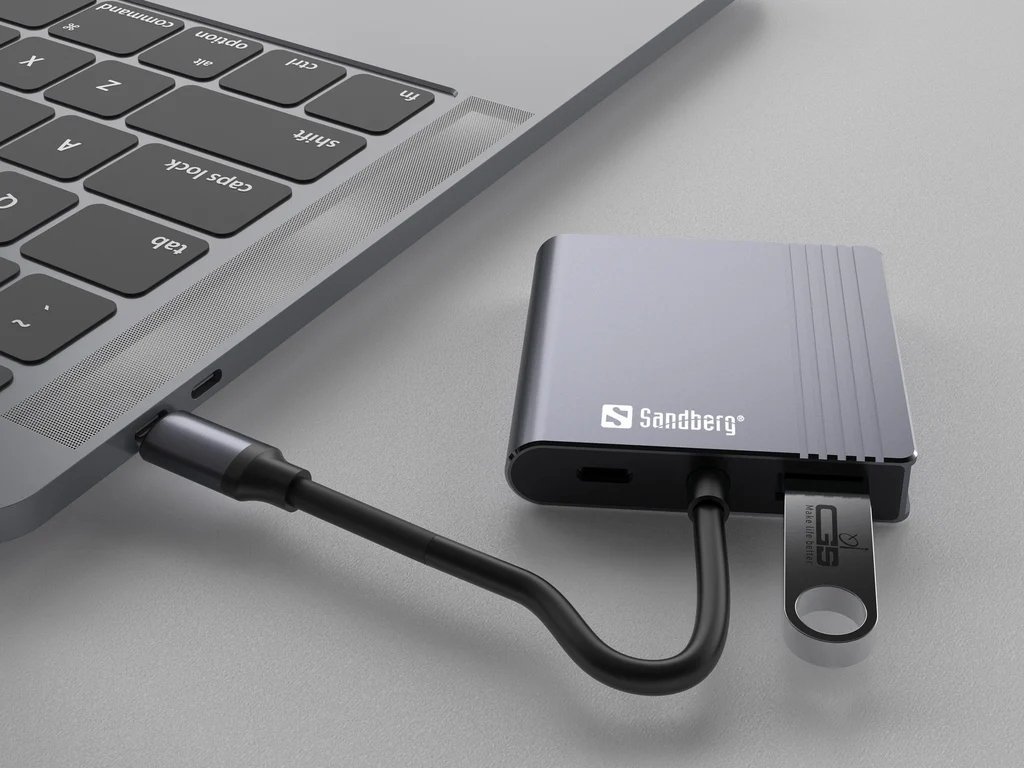 Dok USB-C Sandberg Dock 2xHDMI USB PD, 2x HDMI, USB-A, gri