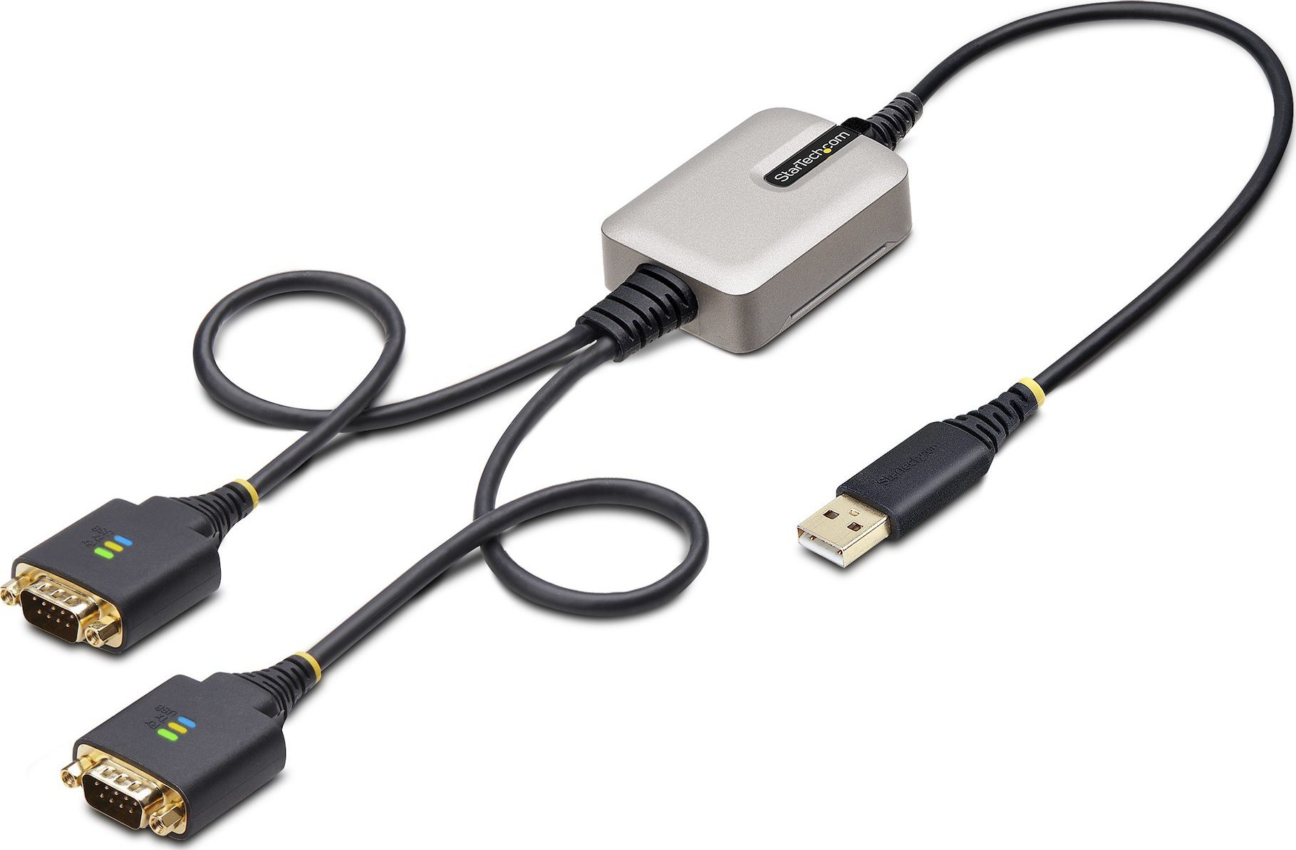 Kabllo adapter StarTech 2 porta USB në serial, 60cm, USB A në DB9 RS232, i zi