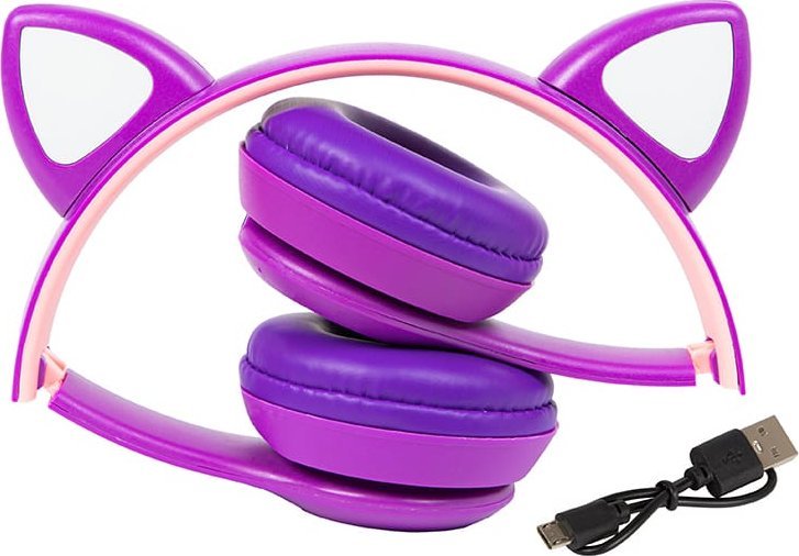 Kufje me bluetooth 32-827, BT 5.0, LED, me veshë mace, vjollcë