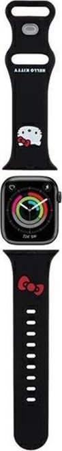 Rrip ore Hello Kitty Silicone Kitty Head, për Apple Watch 38/40/41mm, silikon, i zi