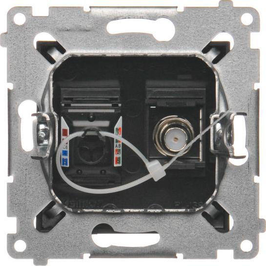 Prizë antene dhe rrjeti Kontakt-Simon Simon54 DASFRJ45.01/49, RJ45, tip F, e zezë mat