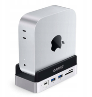 Docking station Orico MiniDock 10 in 1, fole SSD M.2, për Mac mini, argjend