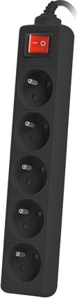 Listelë rryme Lanberg PS1 PS1-05E-0300-BK, 5 priza, kabllo 3 m, e zezë