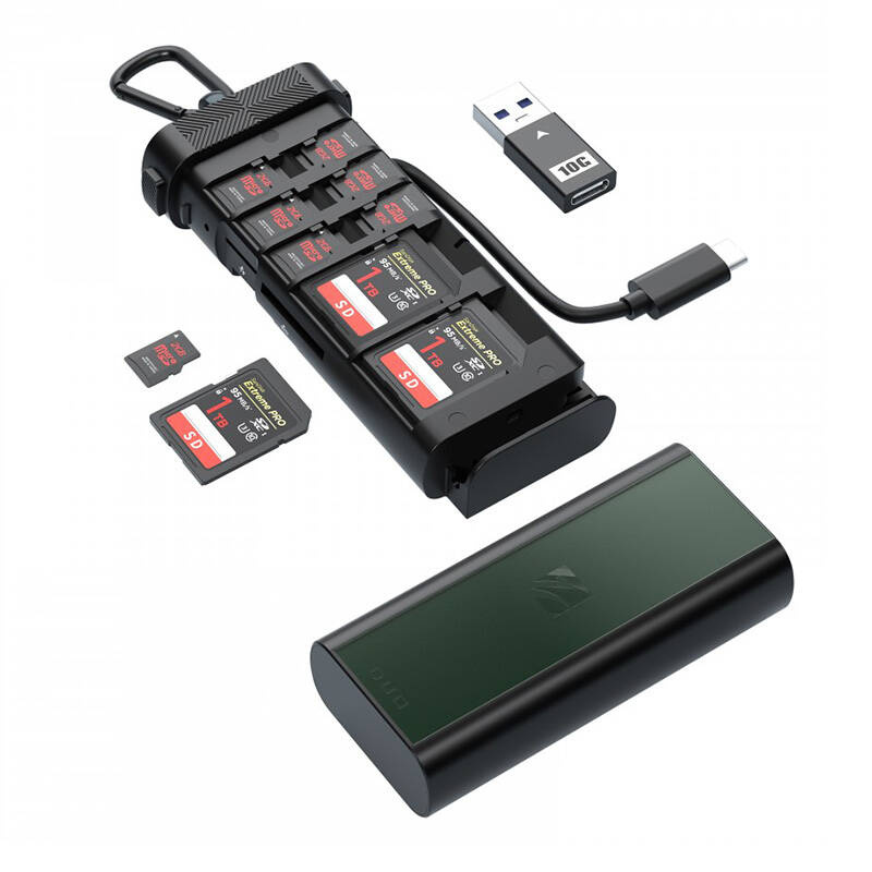 Lexues kartelash Freewell Duo Reader, USB C, për SD dhe microSD, i zi