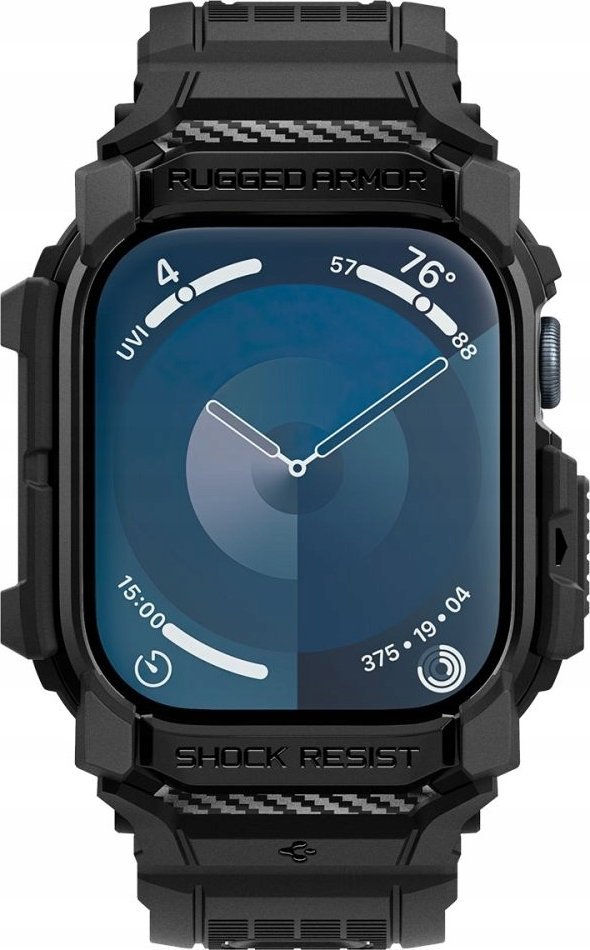 Rrip mbrojtës për orë Spigen Rugged Armor Pro, për Apple Watch 10 46mm, TPU, i zi mat