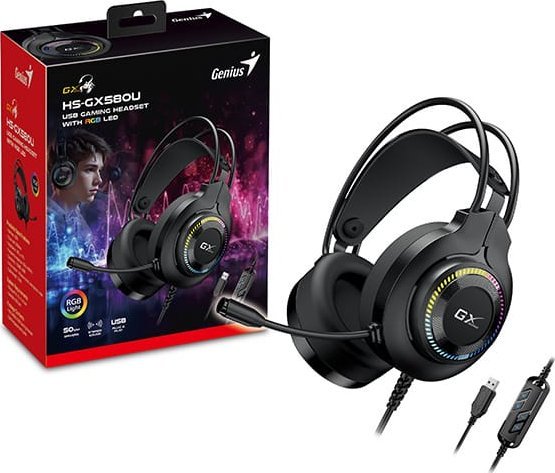 Kufje gaming Genius GX Gaming HS-GX580U, me mikrofon, USB, të zeza