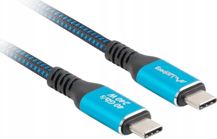Kabllo USB Lanberg USB C USB4, 1m, 240W, 8K 60Hz, e zezë me blu