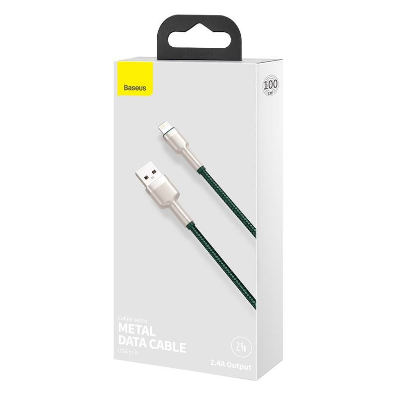 Kabllo karikimi Baseus CAFULE USB A në Lightning, 1 m, 2.4A, jeshile